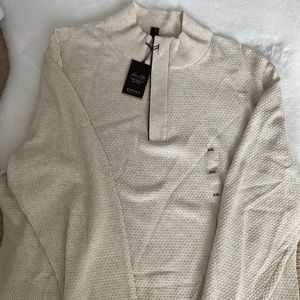 Tasso Elba Quarter Zip Cream Button Sweater